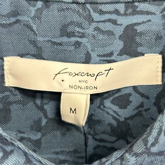 NWT Foxcroft NYC Blue Abstract Print Boyfriend Fit Button Up Shirt Womens Medium - Picture 2 of 5
